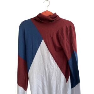 Happy Sheep Blue and Maroon Cashmere Sweater M NWT